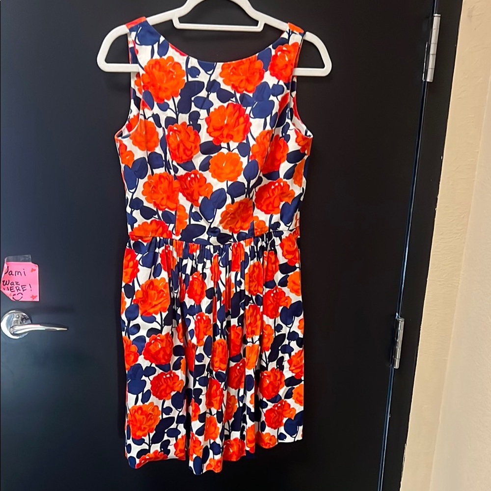 Floral Sleeveless Dress - Orange and Blue Shoshanna